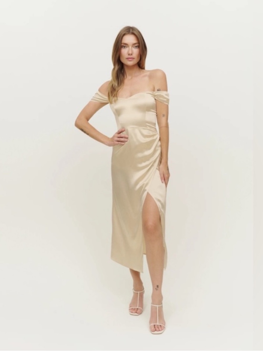 Reformation Genesis Silk Dress ivory